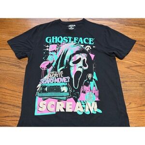Scream Ghostface Graphic T-Shirt Mens Medium Black Neon Horror Movie Tee